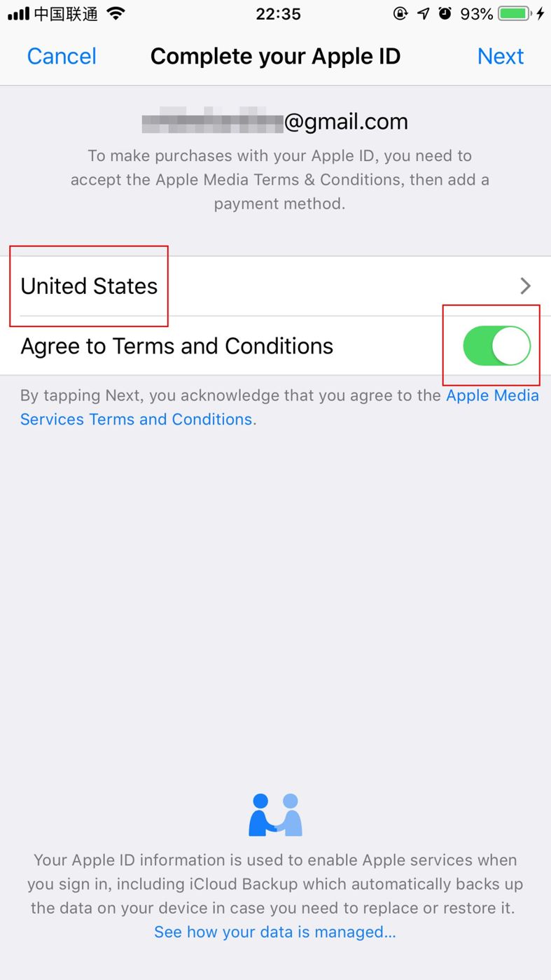 Illustration of selecting United States